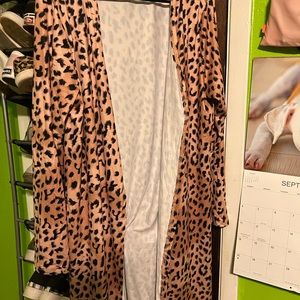 Tan Leopard Open Cardigan 2xl